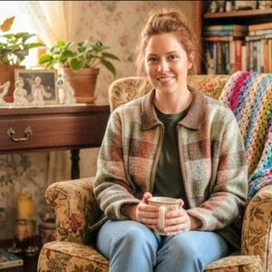 Electric Grandmacore Plaid Wool Blend Zipped Jacket SZ L